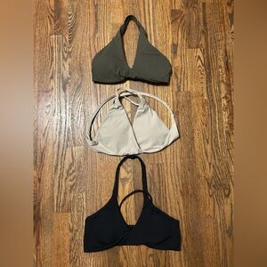 Stylish Women's Sports Bra Set - Black, Cream, and Green